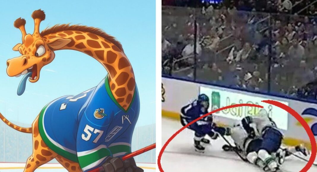 Żyrafa niosąca chaos w NHL znowu przeszkodziła swojej drużynie. Co za wpadka!
