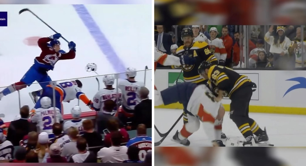 Nocna Zmiana z NHL: 15 goli w jednym meczu, mniejszy założył mu bluzę na głowę